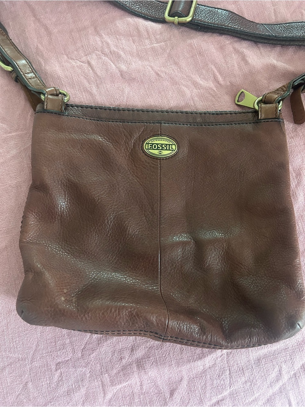 Vintage Fossil Brown Leather Crossbody Bag - Picture 2 of 12